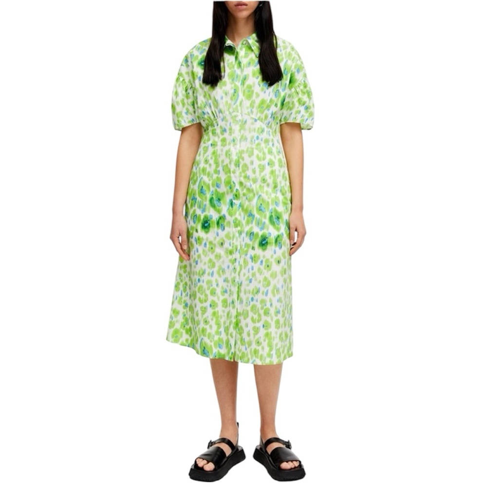Sold BIMBA Y LOLA | Women’s Bright Printed Button Down Midi Dress Size M